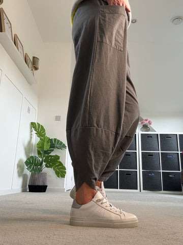 Grey Slim Barrel Cargo Joggers