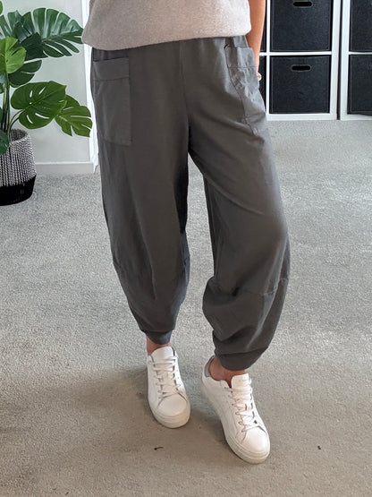 Charcoal Grey Slim Barrel Cargo Joggers
