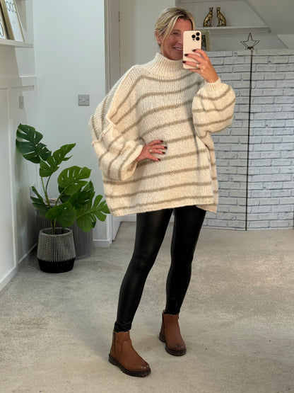 Oatmeal/Mocha Slouchy Jumper