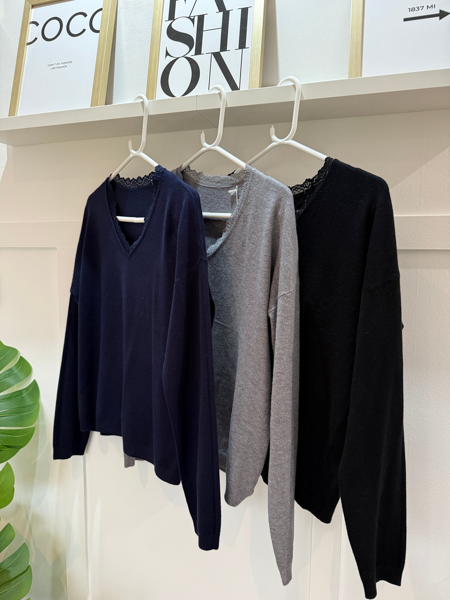 Soft Lace V Neck Jumper | 3 colours