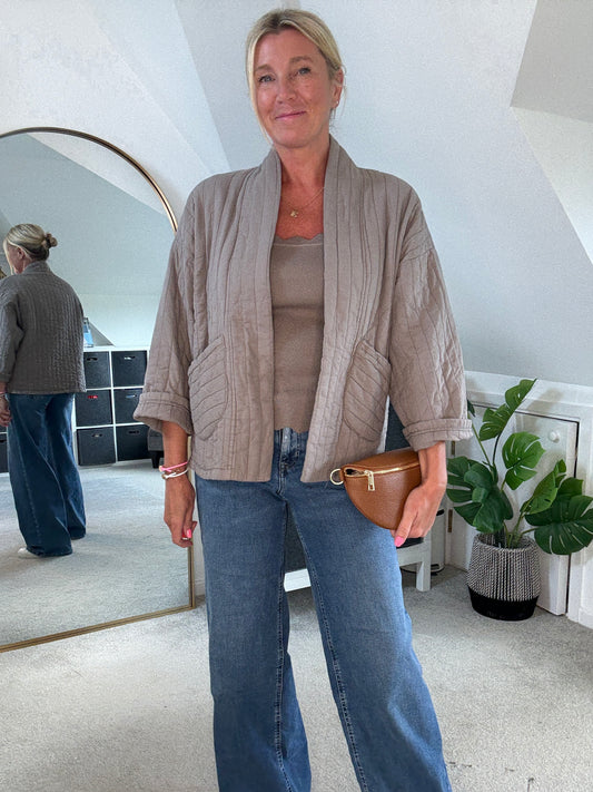 Mocha Qulited Two Pocket Jacket