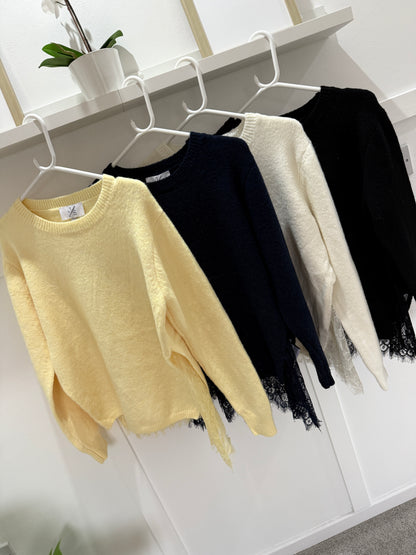 Black Lace Hem Jumper