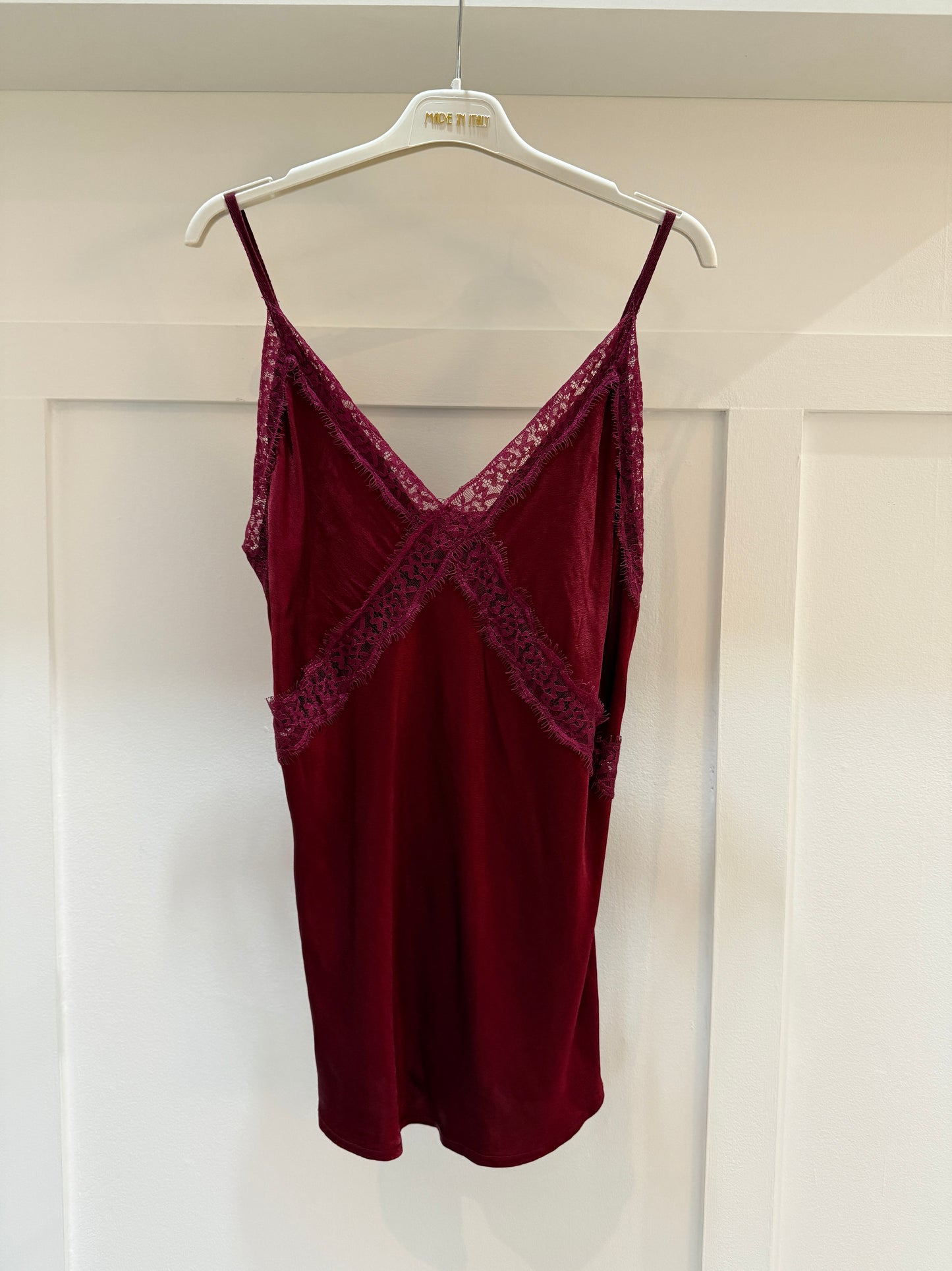 Burgundy Lace Satin Cami Top