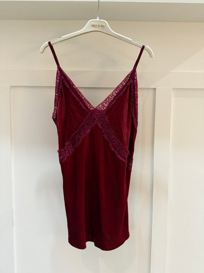Burgundy Lace Satin Cami Top