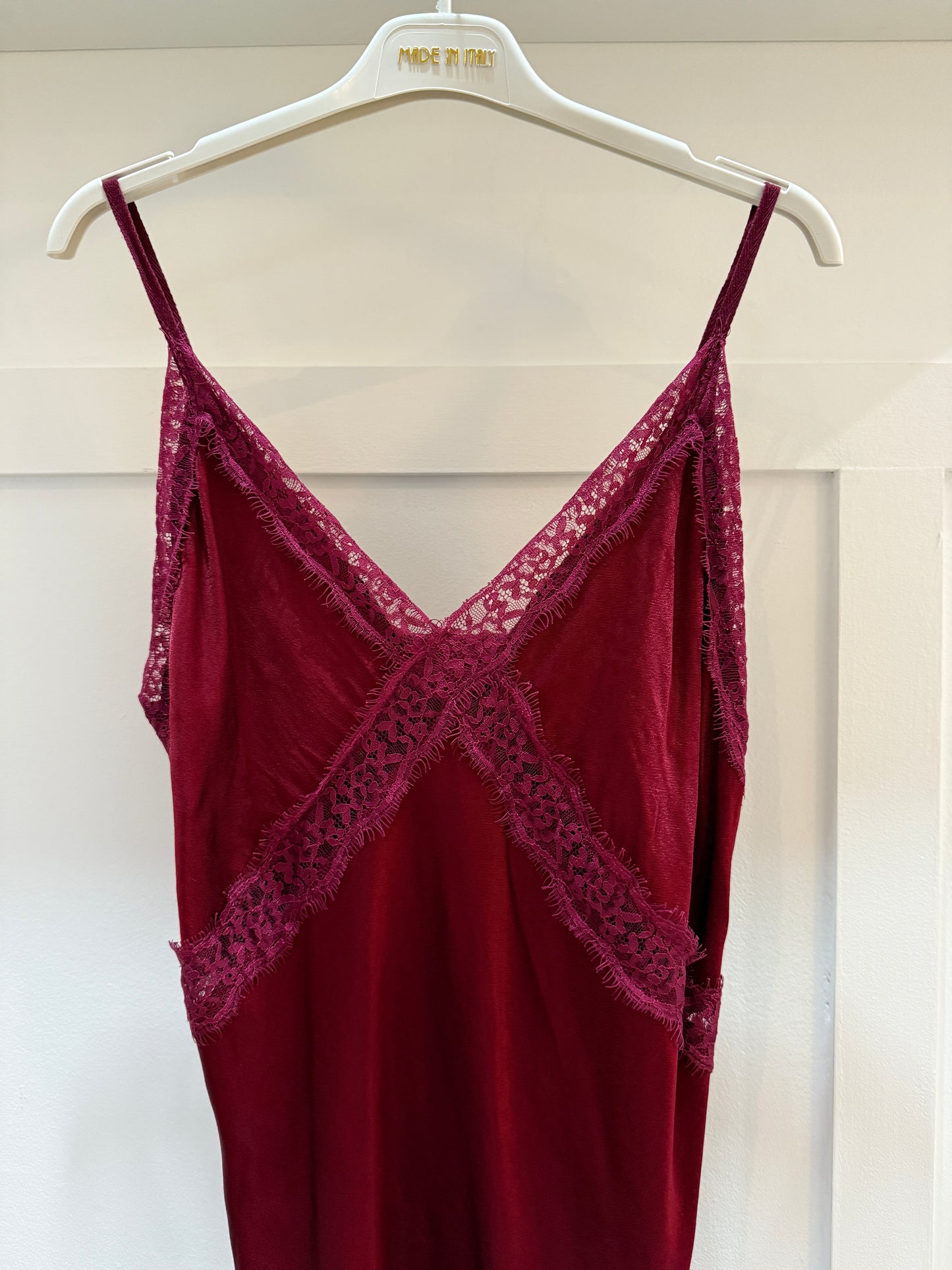 Burgundy Lace Satin Cami Top
