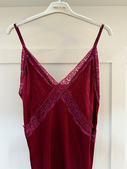 Burgundy Lace Satin Cami Top