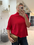 Red Half Sleeve High Neck Jumper