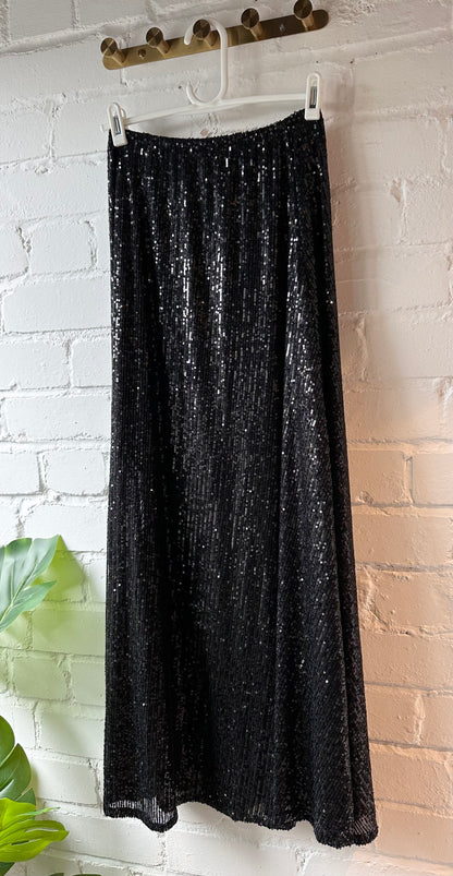 Black Sequin Maxi Skirt