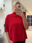 Red Half Sleeve High Neck Jumper