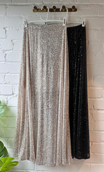 Black Sequin Maxi Skirt