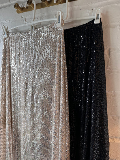 Black Sequin Maxi Skirt