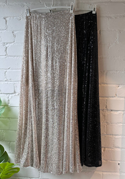 Black Sequin Maxi Skirt
