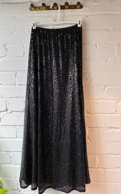 Black Sequin Maxi Skirt