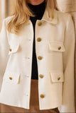 Cream Gold Button Woven Blazer