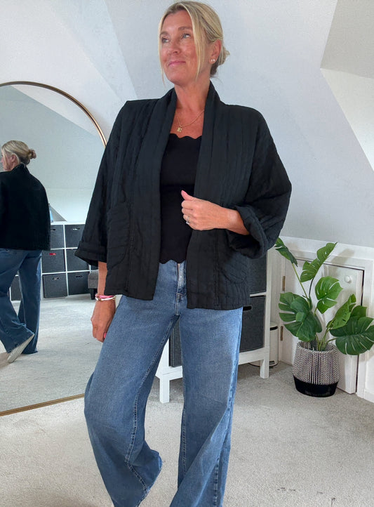 Black Qulited Two Pocket Jacket