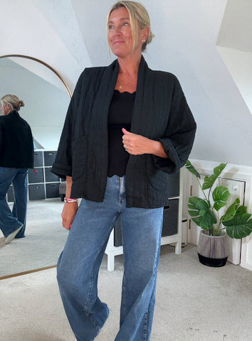 Black Qulited Two Pocket Jacket