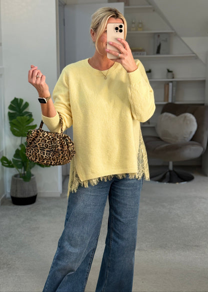 Black Lace Hem Jumper