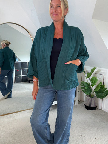 Teal Qulited Two Pocket Jacket