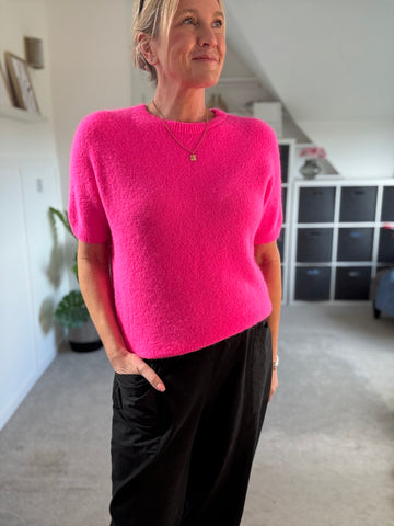 Neon Pink Fluffy S/S Jumper