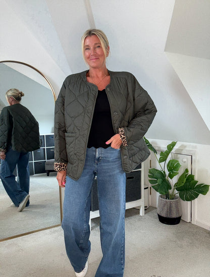 Khaki Reversible Oversized Quilted Jacket