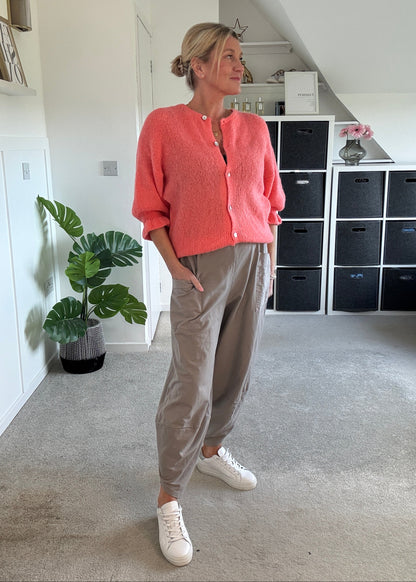 Pink Fluffy Frill Sleeve Cardigan