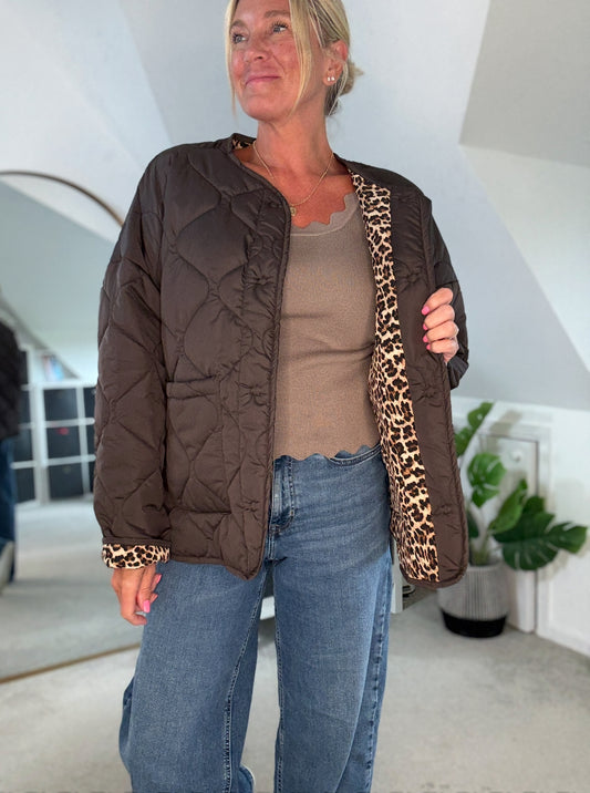 Brown Reversible Oversized Quilted Jacket