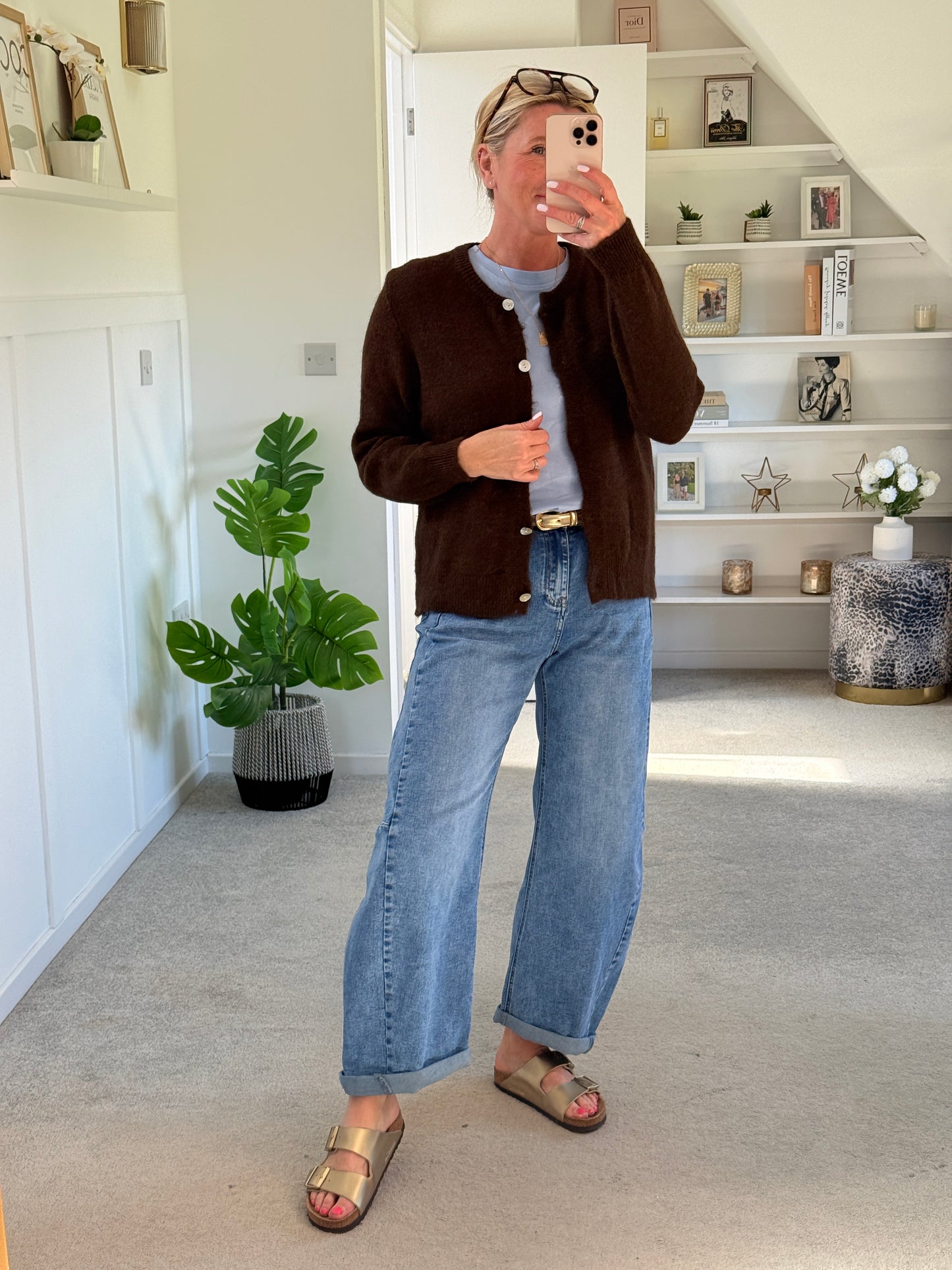 Light Denim Barrel Leg Panel Jeans