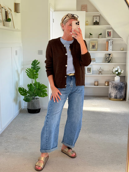 Light Denim Barrel Leg Panel Jeans