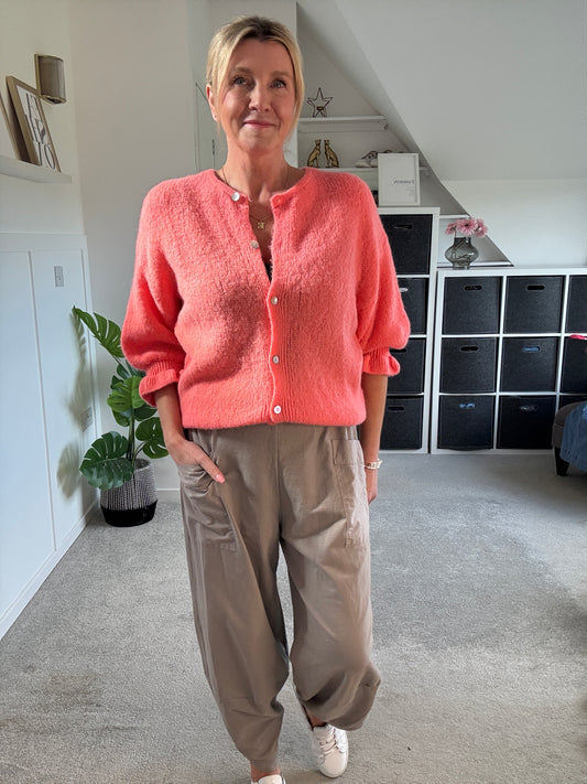 Pink Fluffy Frill Sleeve Cardigan