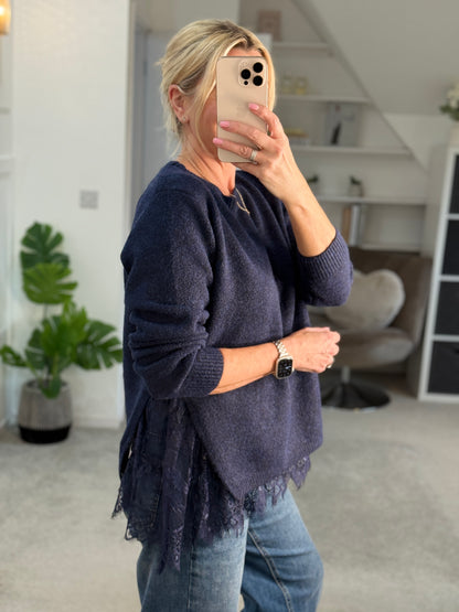 Black Lace Hem Jumper
