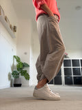 Khaki Slim Barrel Cargo Joggers