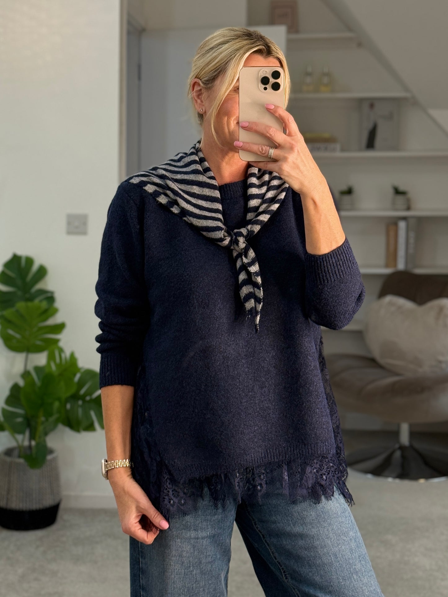 Black Lace Hem Jumper
