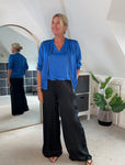 Cobalt Silk Mix 1/2 Sleeve Bomber Jacket