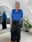 Cobalt Silk Mix 1/2 Sleeve Bomber Jacket