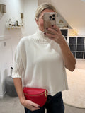 Cream Half Sleeve High Neck Jumper