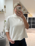 Cream Half Sleeve High Neck Jumper