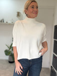 Cream Half Sleeve High Neck Jumper