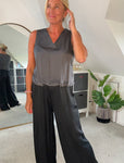 Champagne Satin Bubble Hem Top