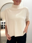 Cream Half Sleeve High Neck Jumper