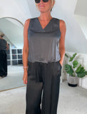Champagne Satin Bubble Hem Top