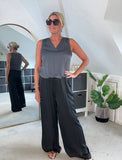 Champagne Satin Bubble Hem Top