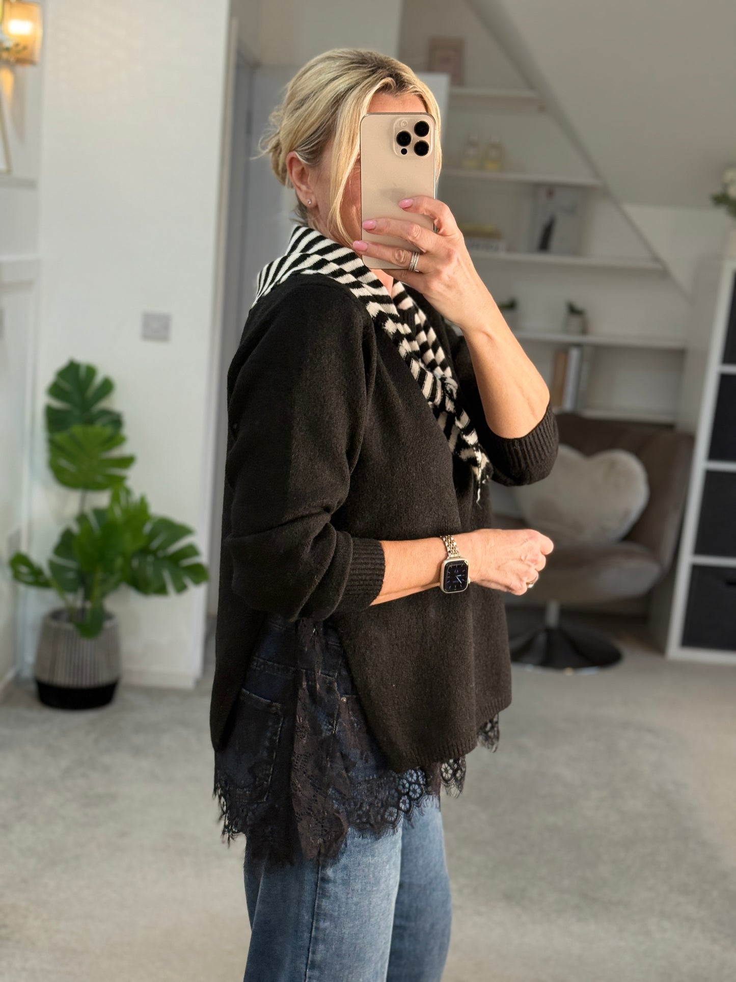 Black Lace Hem Jumper
