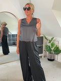 Champagne Satin Bubble Hem Top