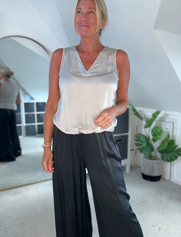 Champagne Satin Bubble Hem Top