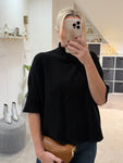 Black Half Sleeve High Neck Jumper