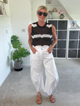White Cotton Barrel Leg Jeans