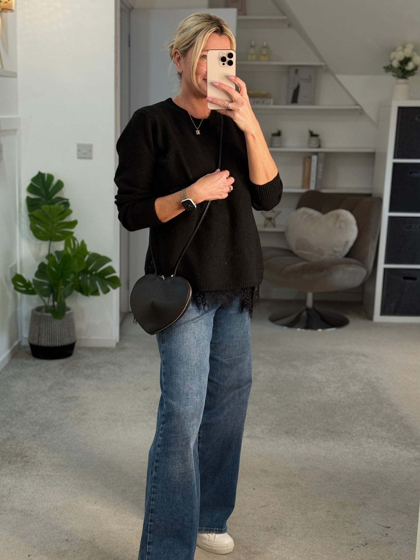 Black Lace Hem Jumper