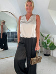 Champagne Satin Bubble Hem Top