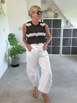 White Cotton Barrel Leg Jeans