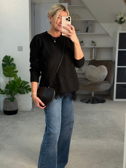 Black Lace Hem Jumper